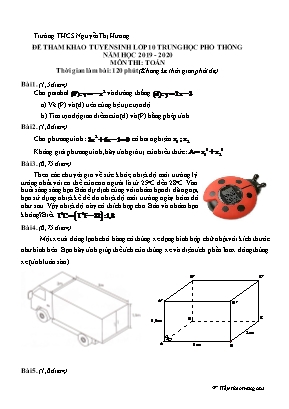 Đề tham khảo tuyển sinh Lớp 10 THPT môn Toán - Năm học 2019-2020 - Trường THCS Nguyễn Thị Hương